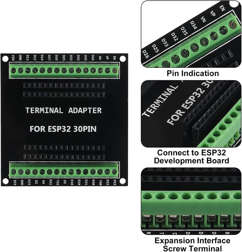 AiTrip 5PCS ESP32 Breakout Board GPIO 1 into 2 Compatible with 30 Pins ESP32S ESP32 Development Board 2.4 GHz Dual Core WLAN WiFi + Bluetooth 2-in-1 Microcontroller ESP-WROOM-32 Chip for Arduino - Image 2